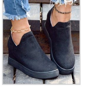Black Slip On Wedge Sneaker